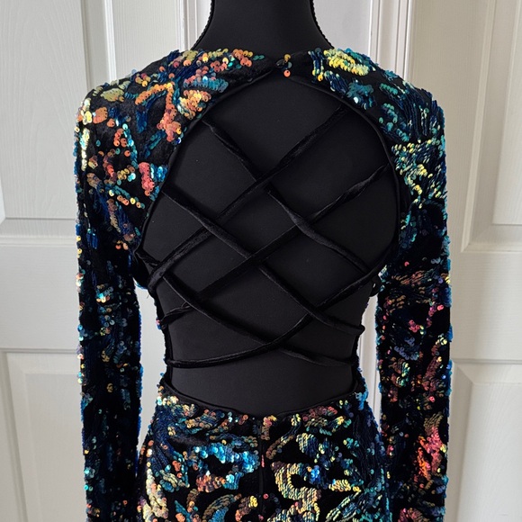 Fashion Nova Vibrant Sequin Long Sleeve Dress - Picture 4 of 7